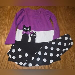 Gymboree Purple Cat Top and Polka Dot Pants Set